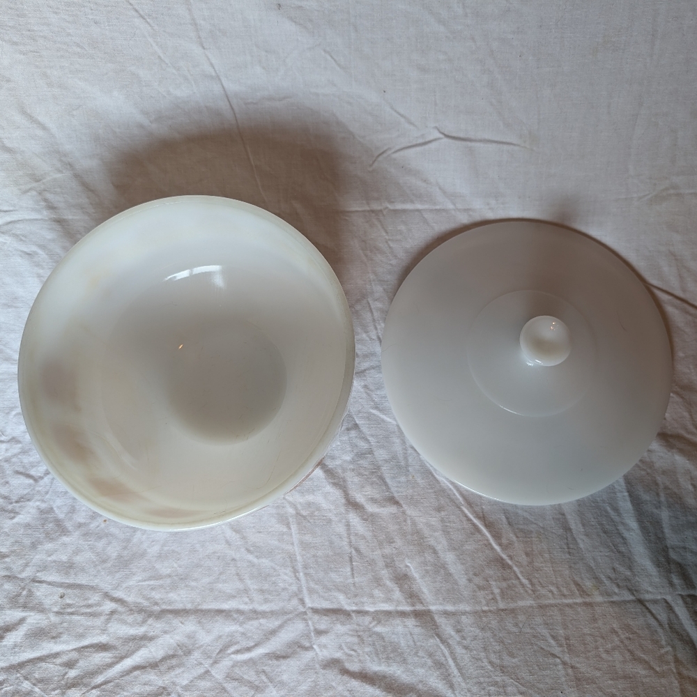 2/60$Federal Milk Glass White and Brown Bakeware Dish With Lid And Sunflower - Picture 4 of 8